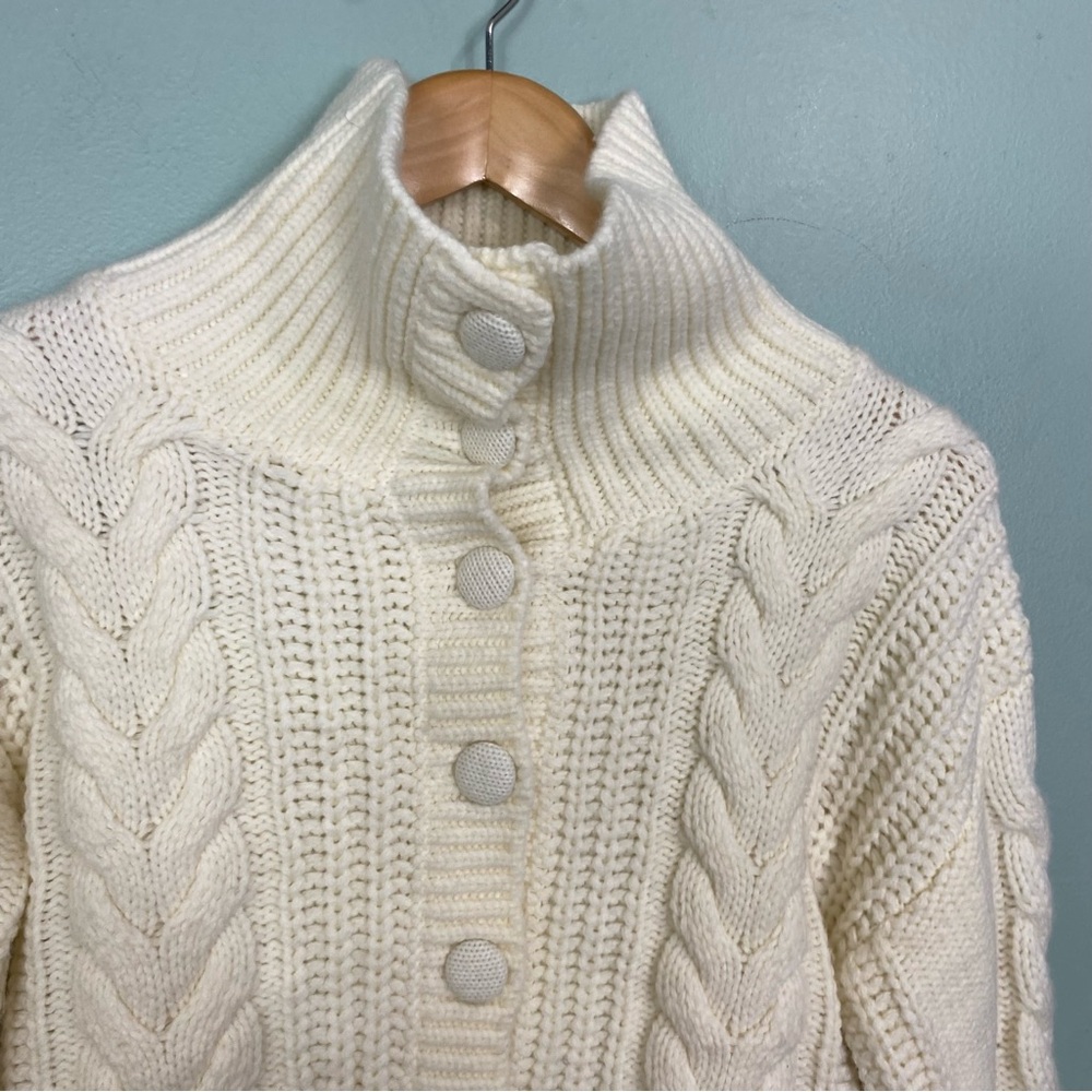 Christy Lynn Iris‎ Cable Knit Cardigan Crean Wool Blend Size XS - Picture 3 of 13